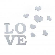 Зеркальный декор акриловый самоклеющийся Love серебро,11шт (D) SW-00002495