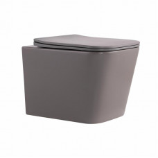 Унітаз підвісний Qtap Tern Ultra Quiet 520×345×325 мм, Stone grey, з сидінням Slim Duroplast / Soft-close / Quick Release QTTER26SG49000