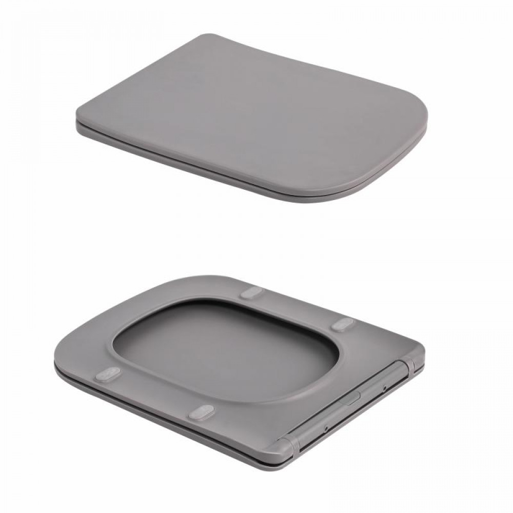 Унітаз підвісний Qtap Tern Ultra Quiet 520×345×325 мм, Stone grey, з сидінням Slim Duroplast / Soft-close / Quick Release QTTER26SG49000 SD00055124