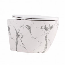 Унітаз підвісний Qtap Robin Ultra Quiet 520×365×340 мм, Marble, з сидінням Slim Duroplast / Soft-close / Quick Release QTROB26MR48998