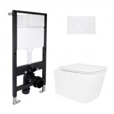 Готове рішення Qtap для ванної кімнати: підвісний унітаз Crow Rimless 485x340x330 + комплект інсталяції Standard (кругла клавіша White)