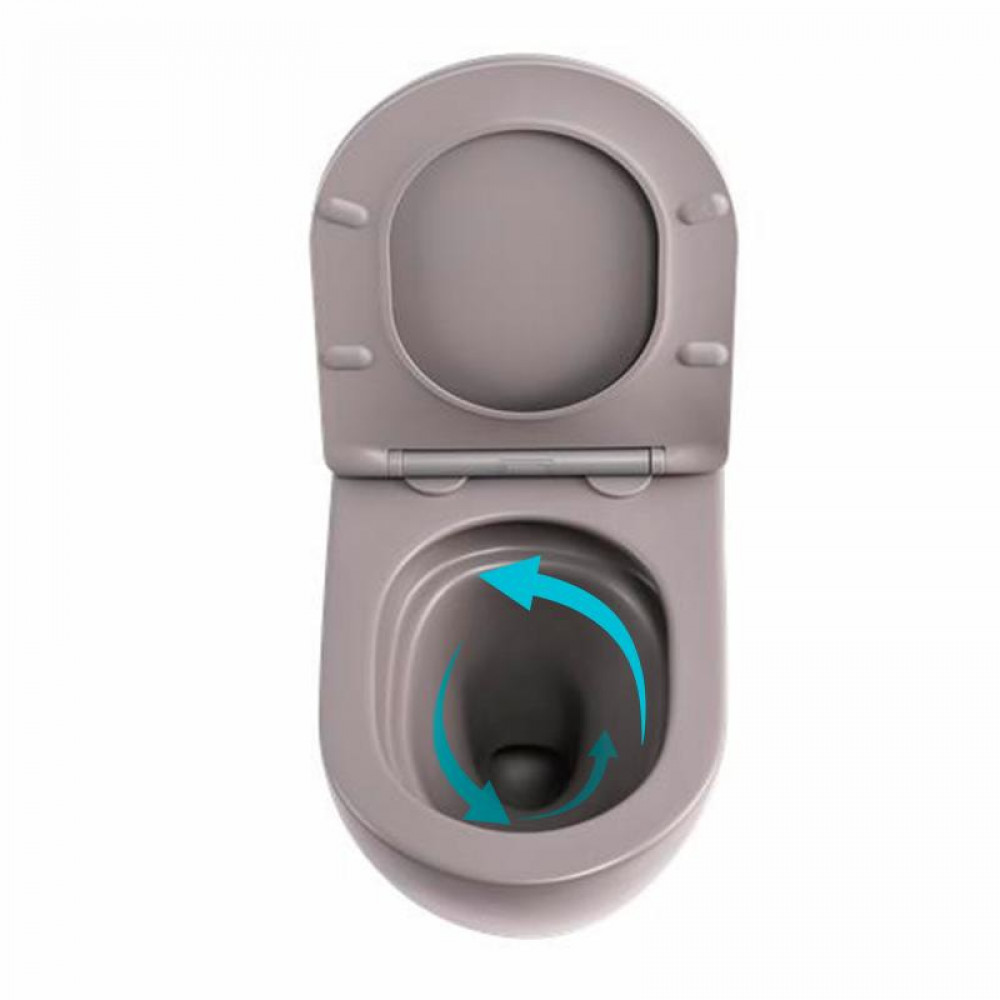 Унітаз підвісний Qtap Robin Ultra Quiet 520×365×340 мм, Stone grey, з сидінням Slim Duroplast / Soft-close / Quick Release QTROB26SG48996 SD00055120