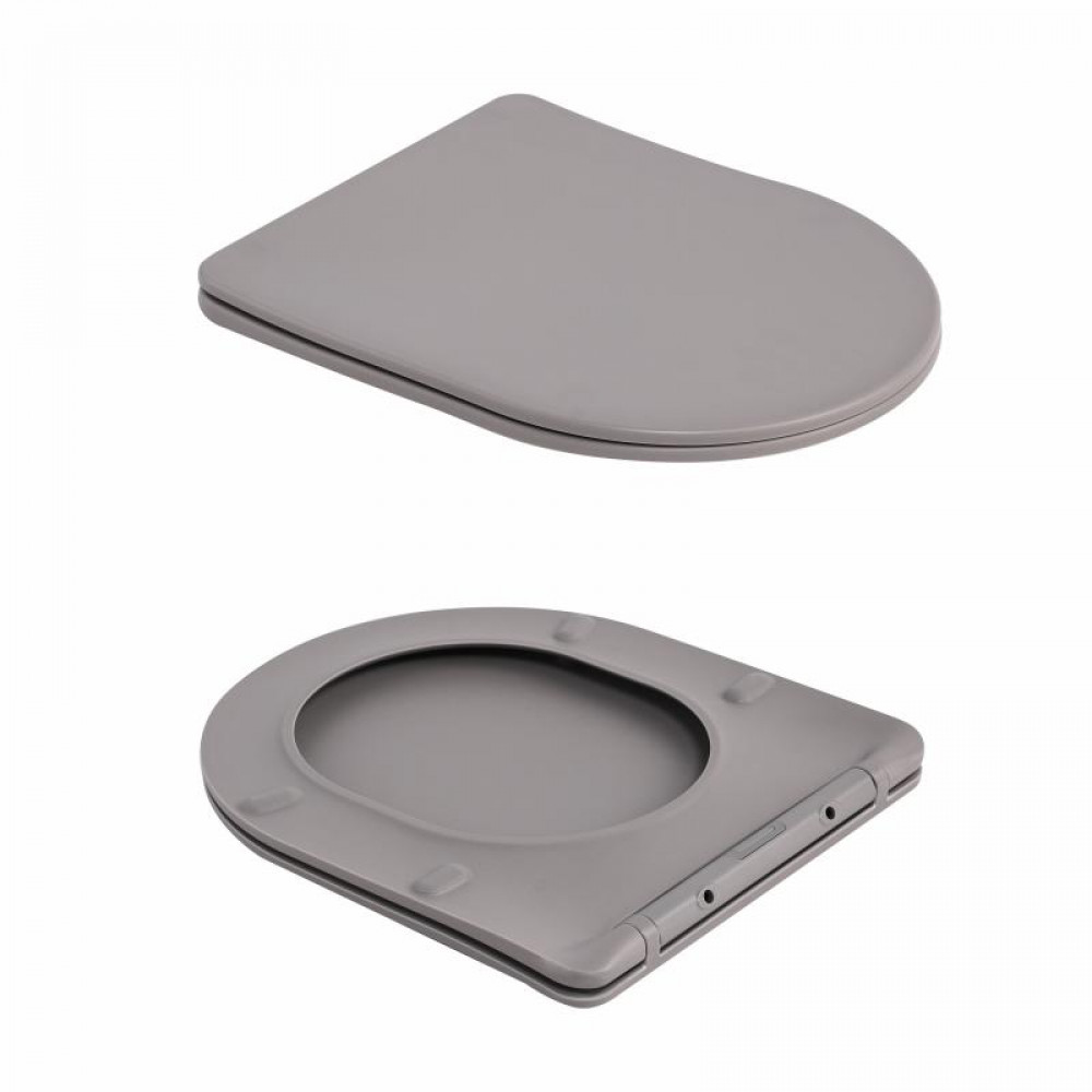 Унітаз підвісний Qtap Robin Ultra Quiet 520×365×340 мм, Stone grey, з сидінням Slim Duroplast / Soft-close / Quick Release QTROB26SG48996 SD00055120