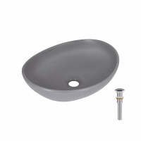 Раковина накладна Qtap Dove 415x340x140 мм, Stone grey, овальна, з донним клапаном QTDOV188SG49783