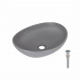 Раковина накладна Qtap Dove 415x340x140 мм, Stone grey, овальна, з донним клапаном QTDOV188SG49783 SD00055907