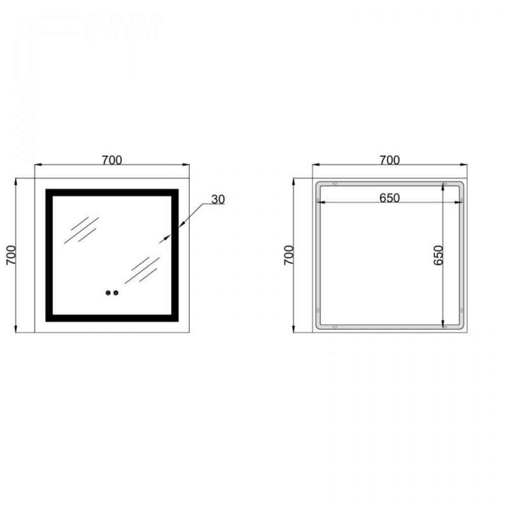 Дзеркало Lidz Kubis (KU1) 700х700 з LED-підсвічуванням Touch, з антизапотіванням, з димером, рег. яскравості LDKU70070049287 SD00055411