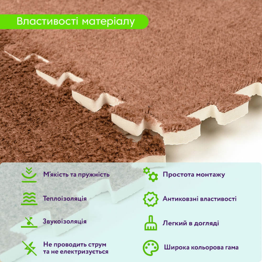 Пол-пазл плюшевый 30х30х1см Коричневый (D) SW-00002082 SW-00002082
