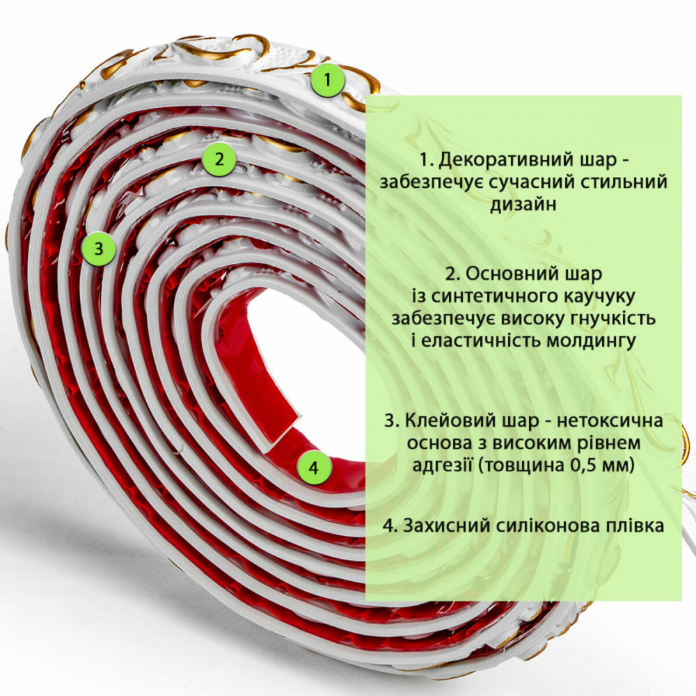 Молдинг 4950х20х7 мм Белый с золотом SW-00002678 SW-00002678