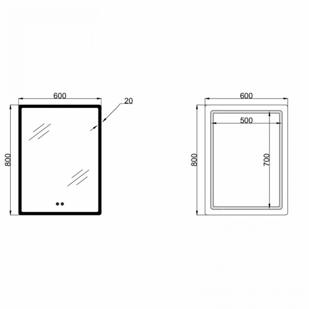 Дзеркало Lidz Orion (OR2) 600х800 з LED-підсвічуванням Touch, з антизапотіванням, з димером, рег. яскравості LDOR60080049292 SD00055416