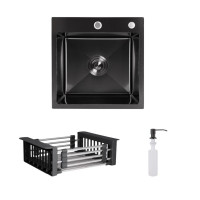 Акційний набір Lidz: мийка Handmade H4545 Black PVD Decor 2,5/0,5 мм + K01B Корзина для кухонной мойки