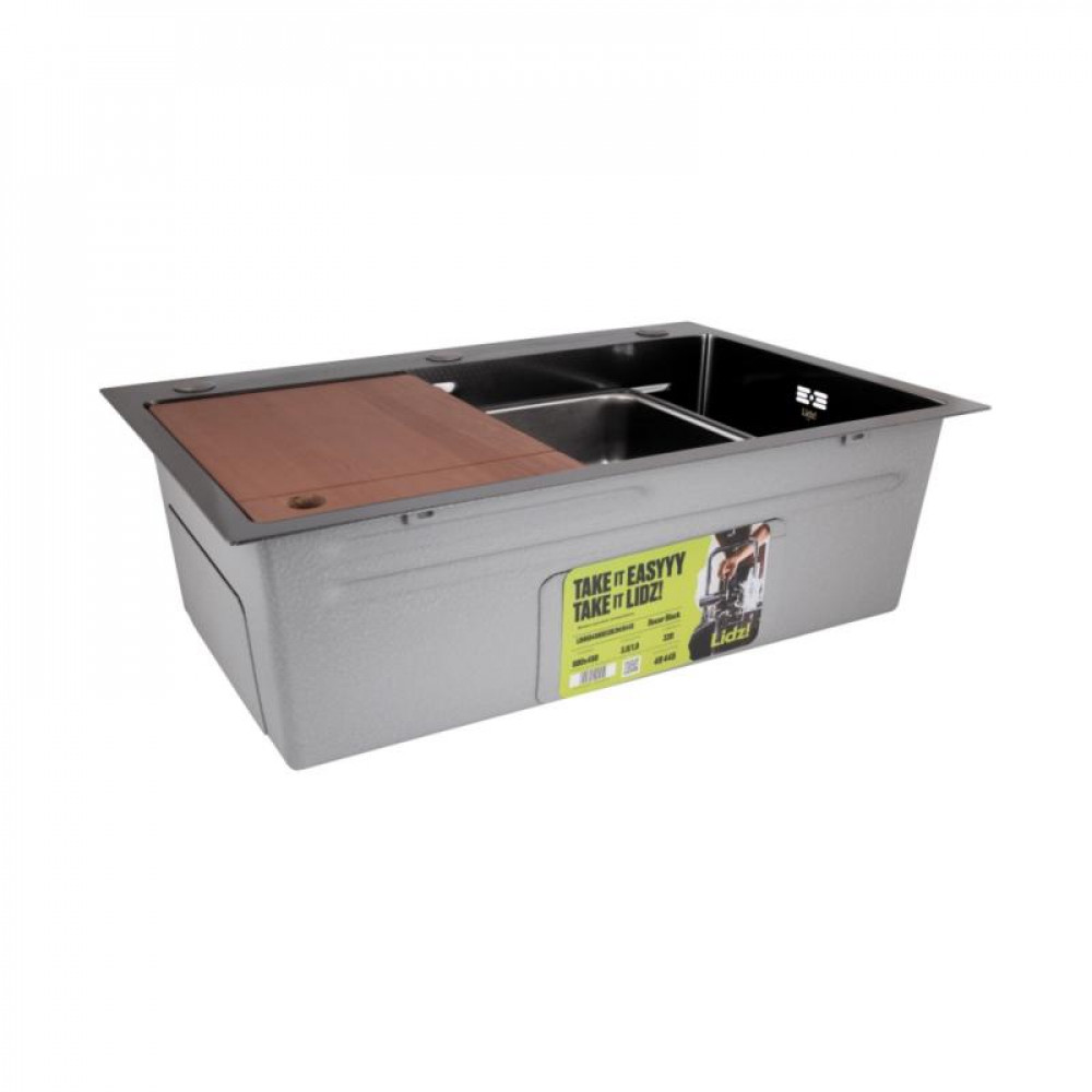 Акційний набір Lidz: мийка H6845 Décor Blaсk 3,0/1,0 мм + Змішувач Aria для кухні з гнучким виливом (k35) Black SD00057364
