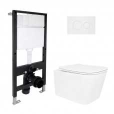 Готове рішення Qtap для ванної кімнати: підвісний унітаз Crow Ultra Quiet 485x340x290 + комплект інсталяції Standard (кругла клавіша White)