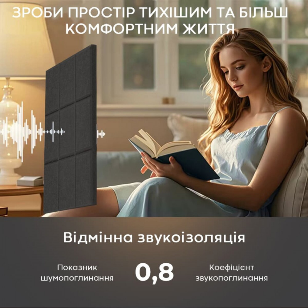 Звукоизоляционная панель 300х300х9мм Чёрная SW-00002700 SW-00002700