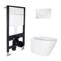 Готове рішення Qtap для ванної кімнати: підвісний унітаз Swan Ultra Quiet 520x360x320 + комплект інсталяції Standard (кругла клавіша Chrome)