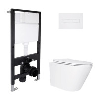 Готове рішення Qtap для ванної кімнати: підвісний унітаз Swan Ultra Quiet 520x360x320 + комплект інсталяції Standard (лінійна клавіша White)