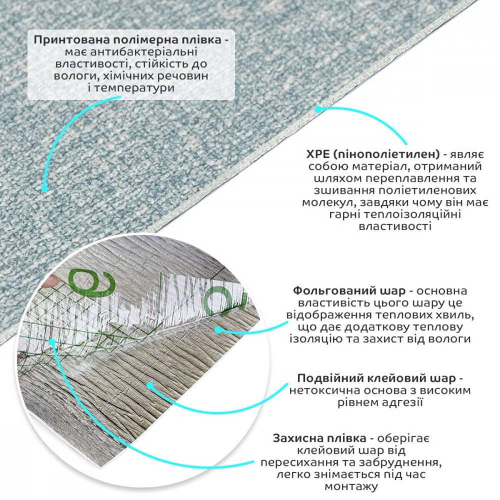 Обои самоклеющиеся 2800х500х1,5мм Серо-голубой YM-10 (D) SW-00002021 SW-00002021