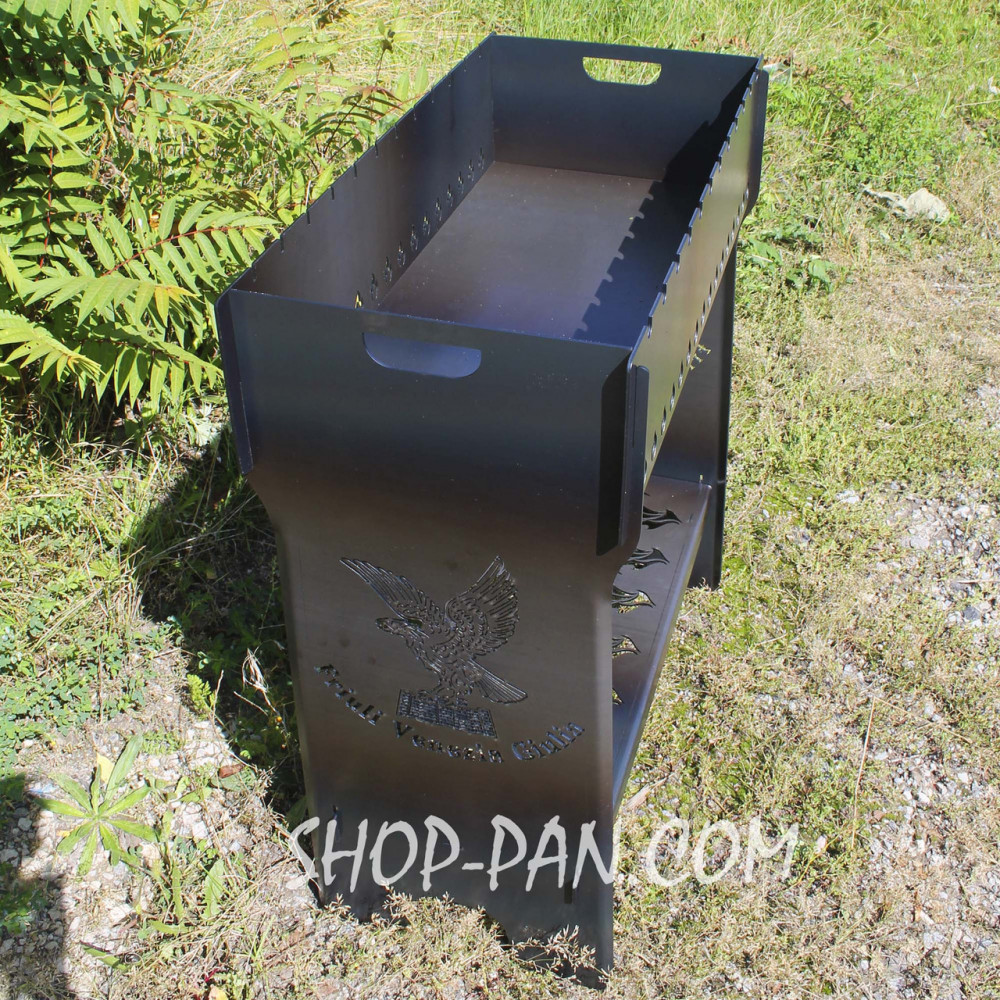 Мангал розбірний високий на 12 шампурів із підставкою для дров та індивідуальним гравіюванням SP00242