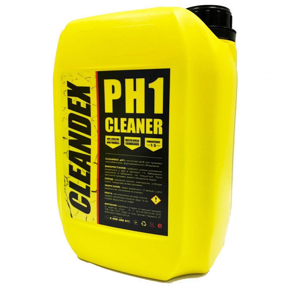 Кислотний засіб для промивання теплообмінників і водонагрівального обладнання CLEANDEX pH1, 5 л MBC1