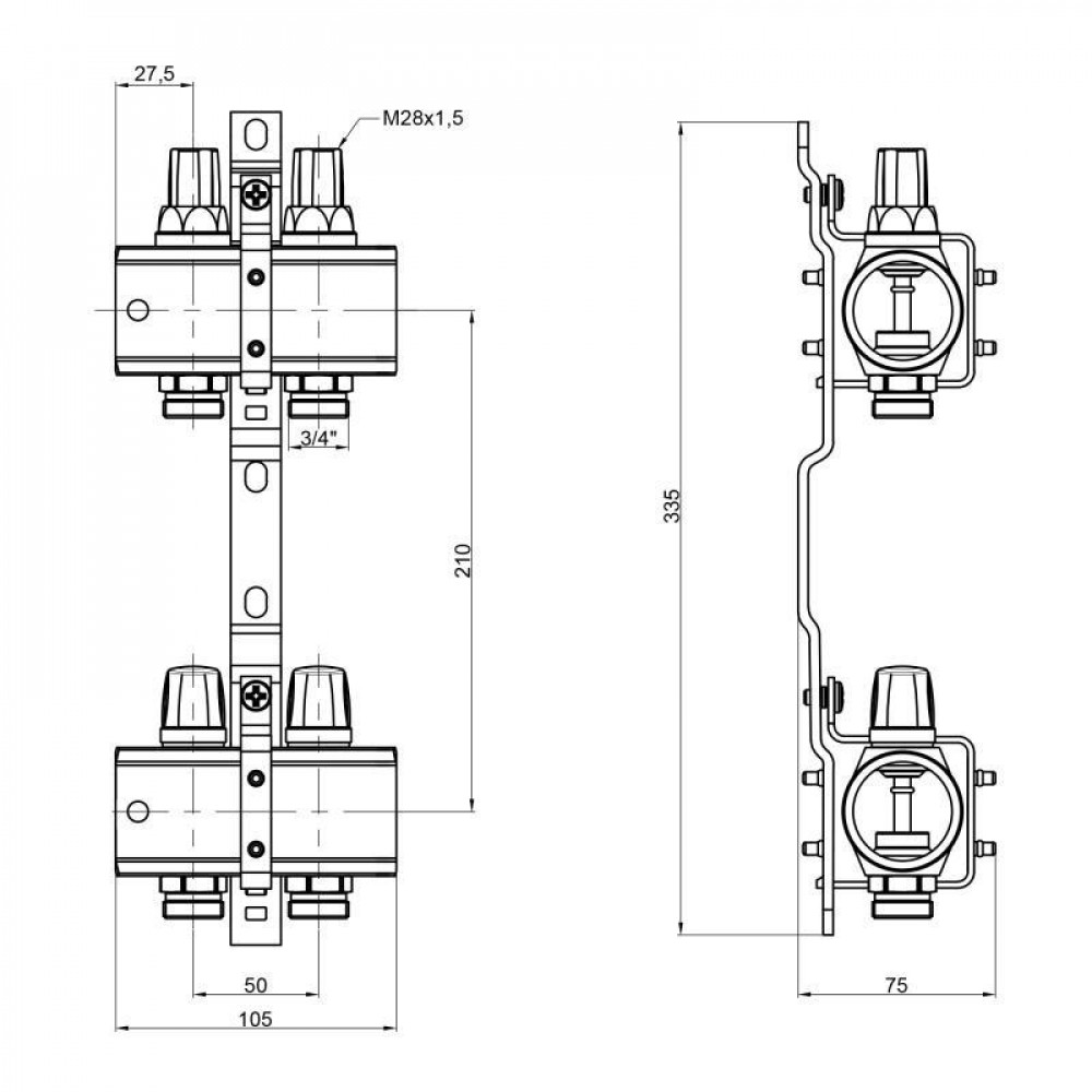 Колектор Icma 1" 2 виходи, без витратоміра №K005 SD00005218