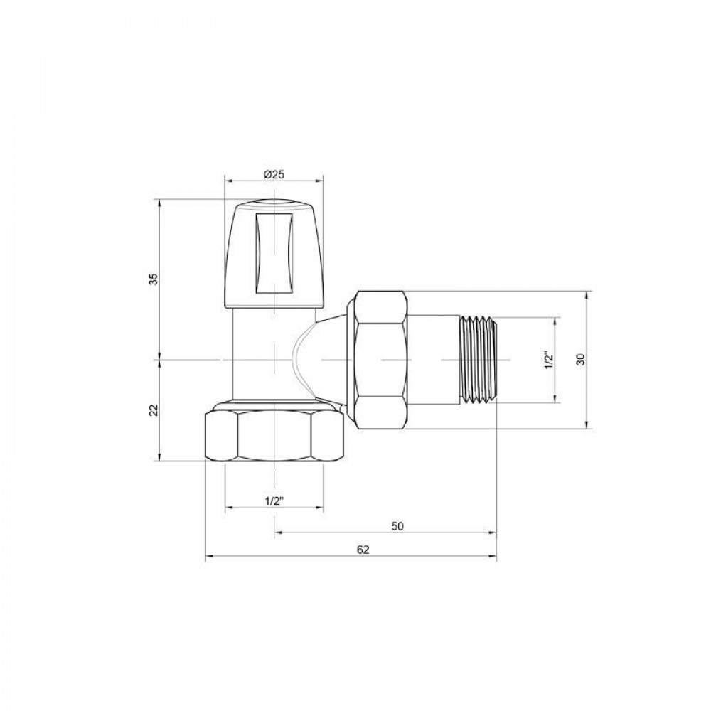 Кран радіаторний Icma 1/2" кутовий без ручки №805 SD00005552