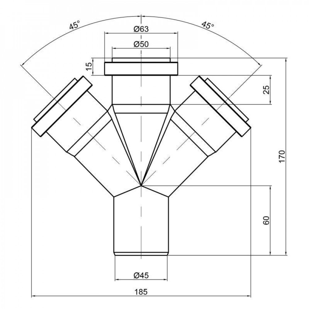 Хрестовина каналізаційна TA Sewage 50, 45° SD00005877