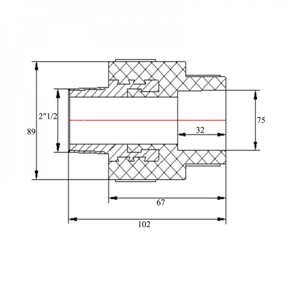 Муфта PPR Blue Ocean 75х2" 1/2 ЗР SD00006404
