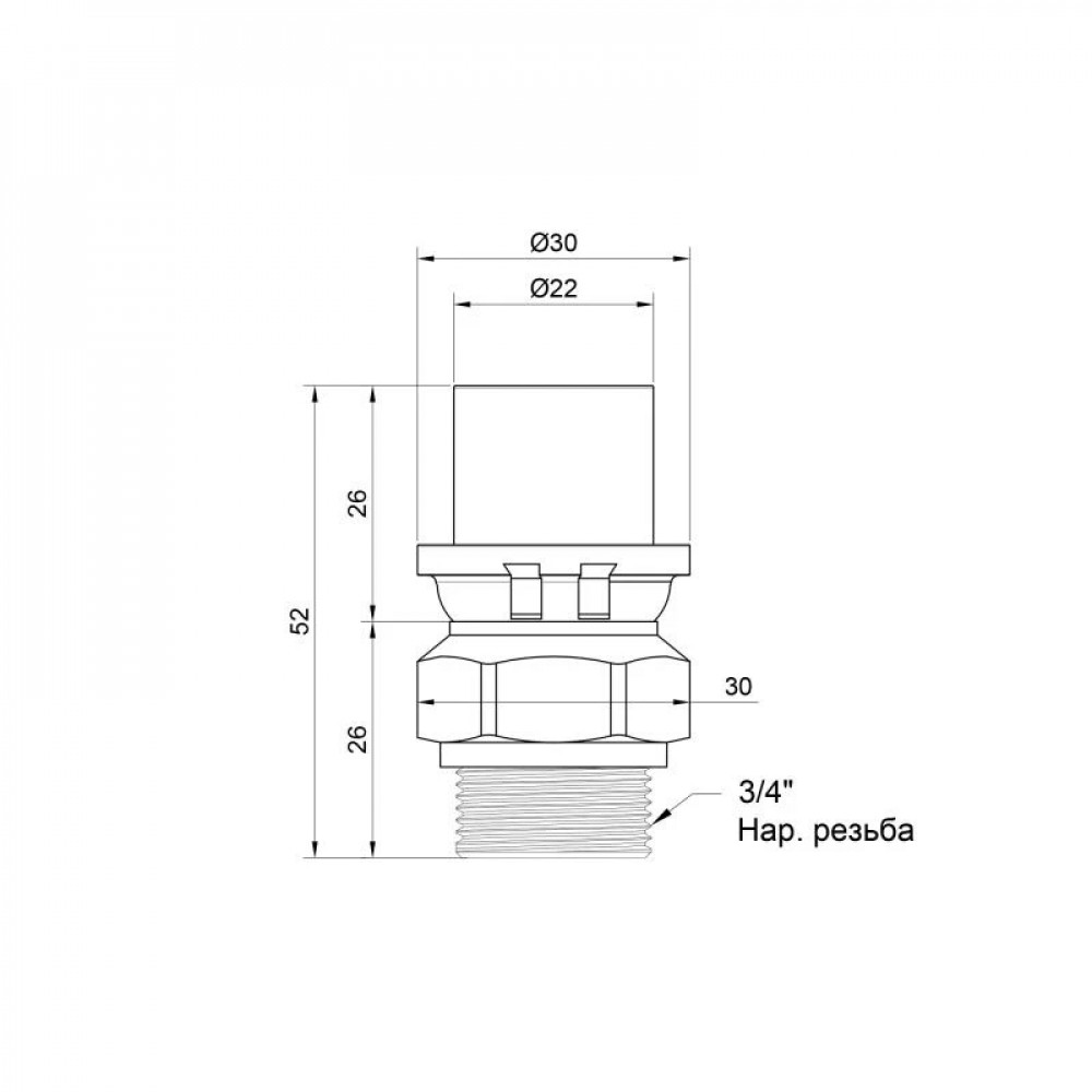 Перехідник прес Icma 20х3/4" ЗР №402 SD00007230