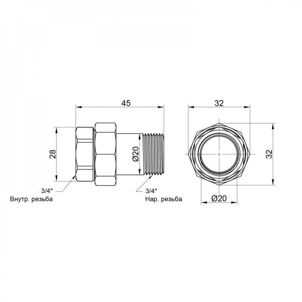 Згін "Американка" Icma 3/4" прямий №818 SD00008294