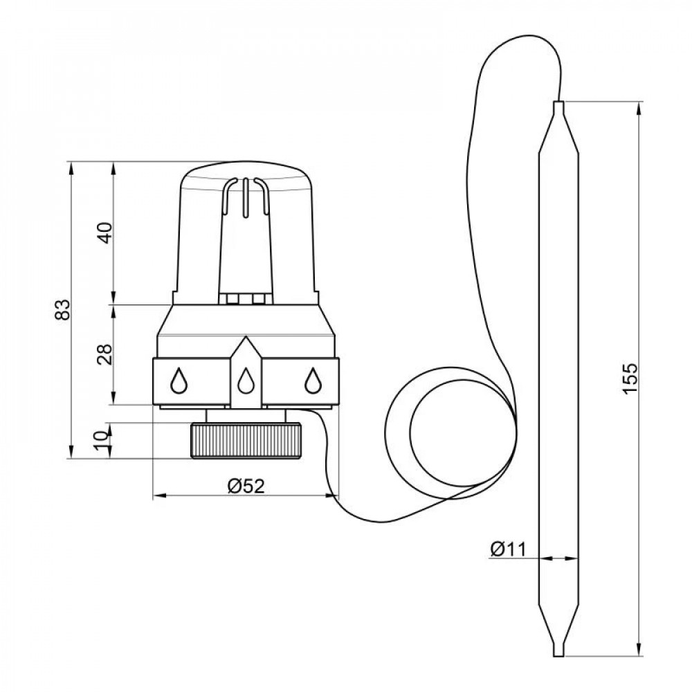 Термоголовка Icma 30х1,5 з виносним датчиком №992 SD00008805