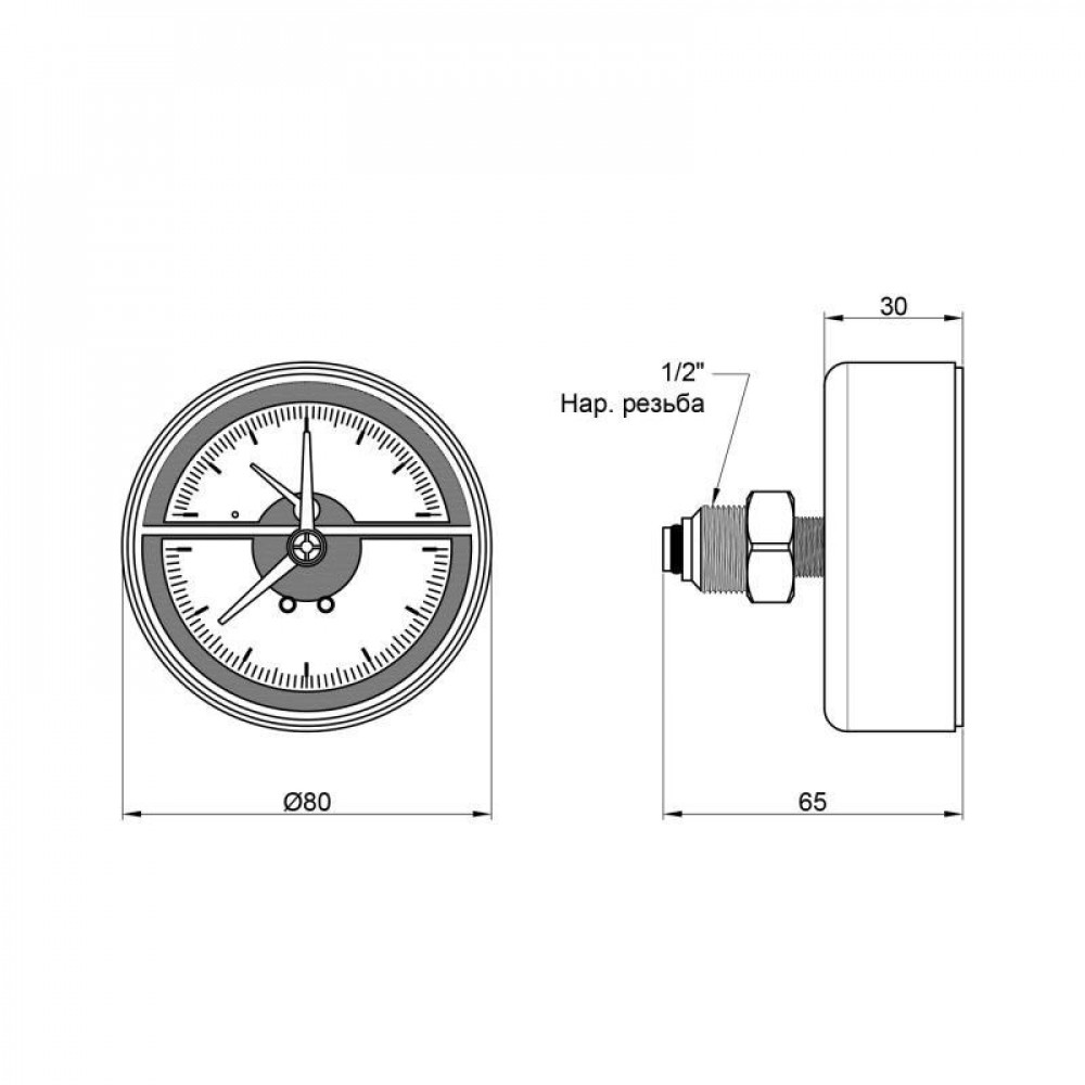 Термоманометр Icma 1/2" 0-6 бар, заднє підключення №259 SD00008818