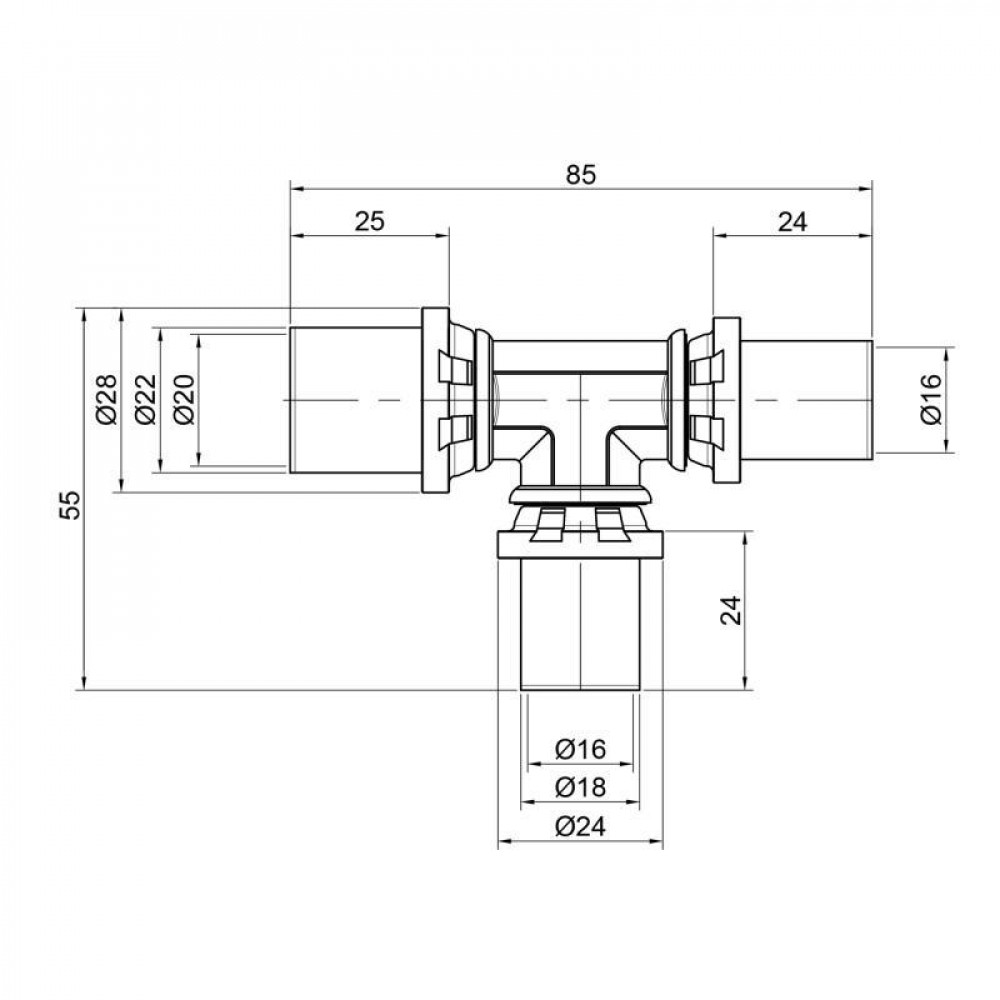 Трійник прес Icma 16х16х20 №406 SD00009024