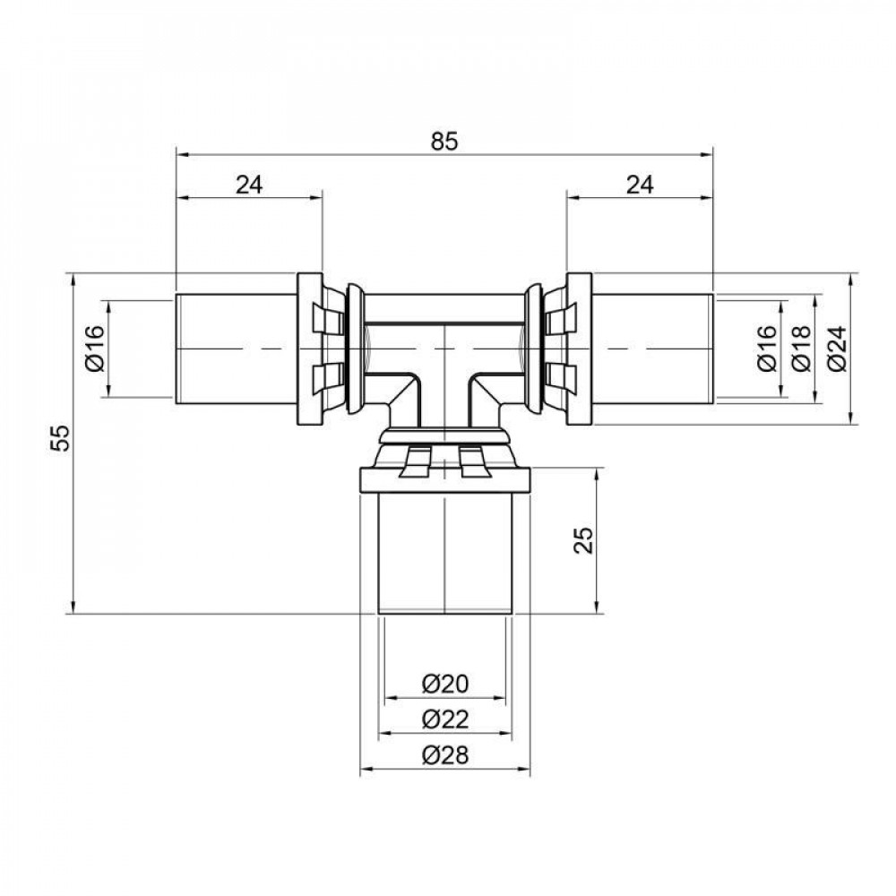 Трійник прес Icma 16х20х16 №406 SD00009026