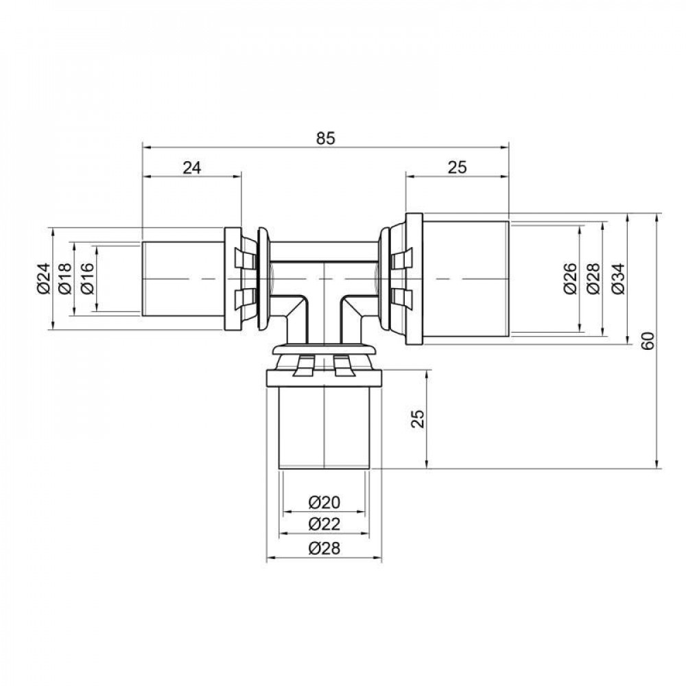 Трійник прес Icma 16х20х26 №406 SD00009027