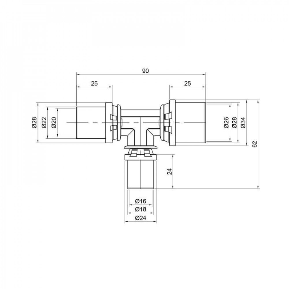 Трійник прес Icma 20х16х26 №406 SD00009050