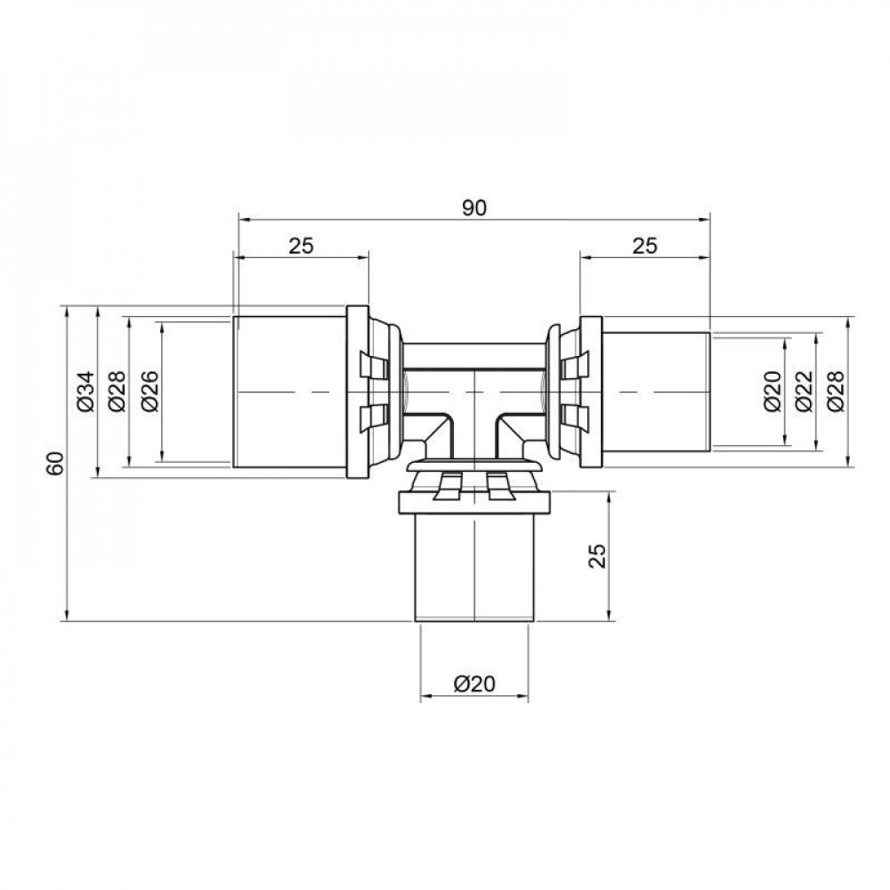 Трійник прес Icma 20х20х26 №406 SD00009053