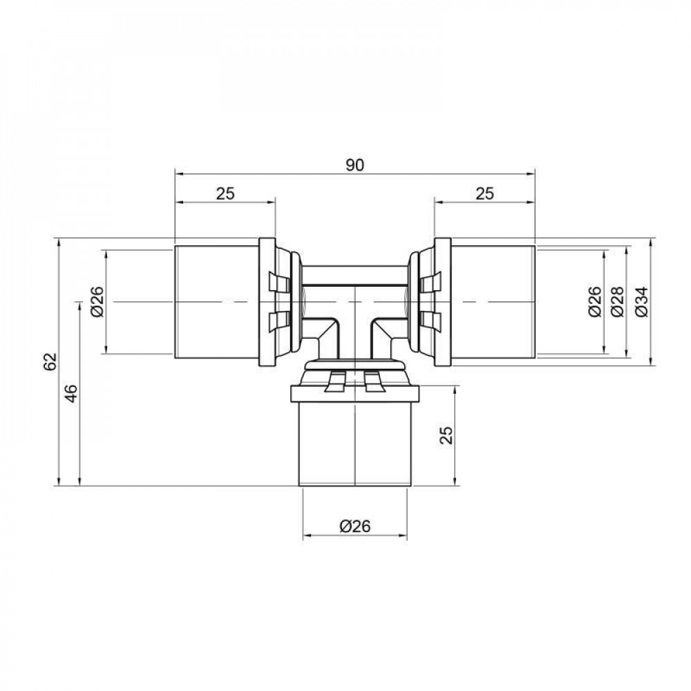 Трійник прес Icma 26х26х26 №406 SD00009084