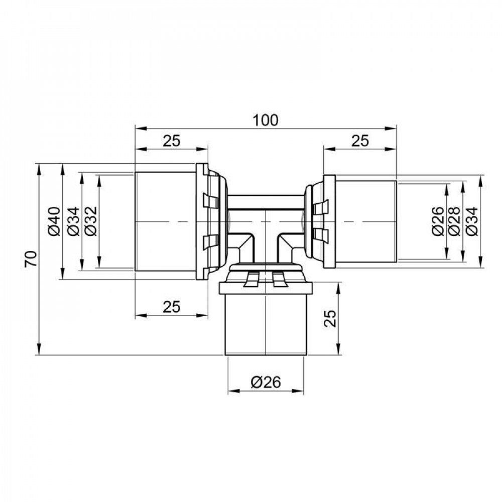 Трійник прес Icma 26х26х32 №406 SD00009085