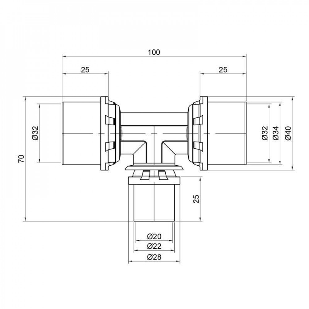 Трійник прес Icma 32х20х32 №406 SD00009148