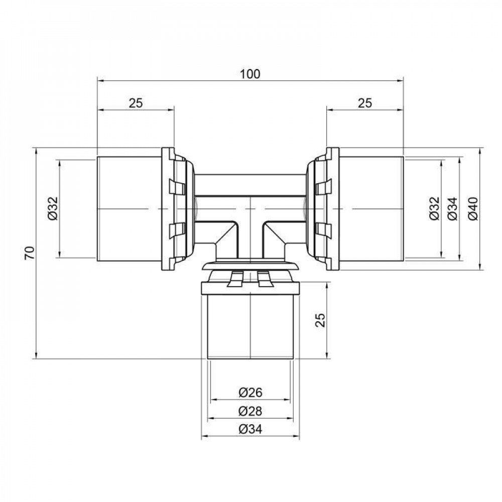 Трійник прес Icma 32х26х32 №406 SD00009149
