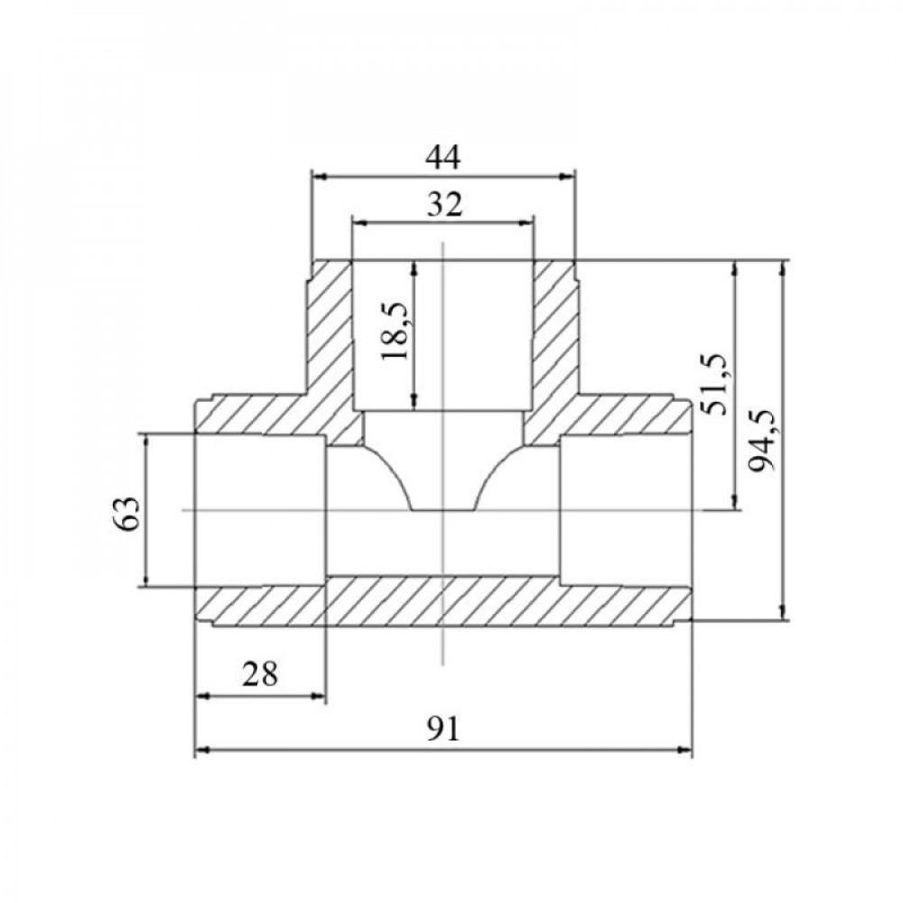 Трійник PPR Blue Ocean 63х32х63 редукційний SD00009221