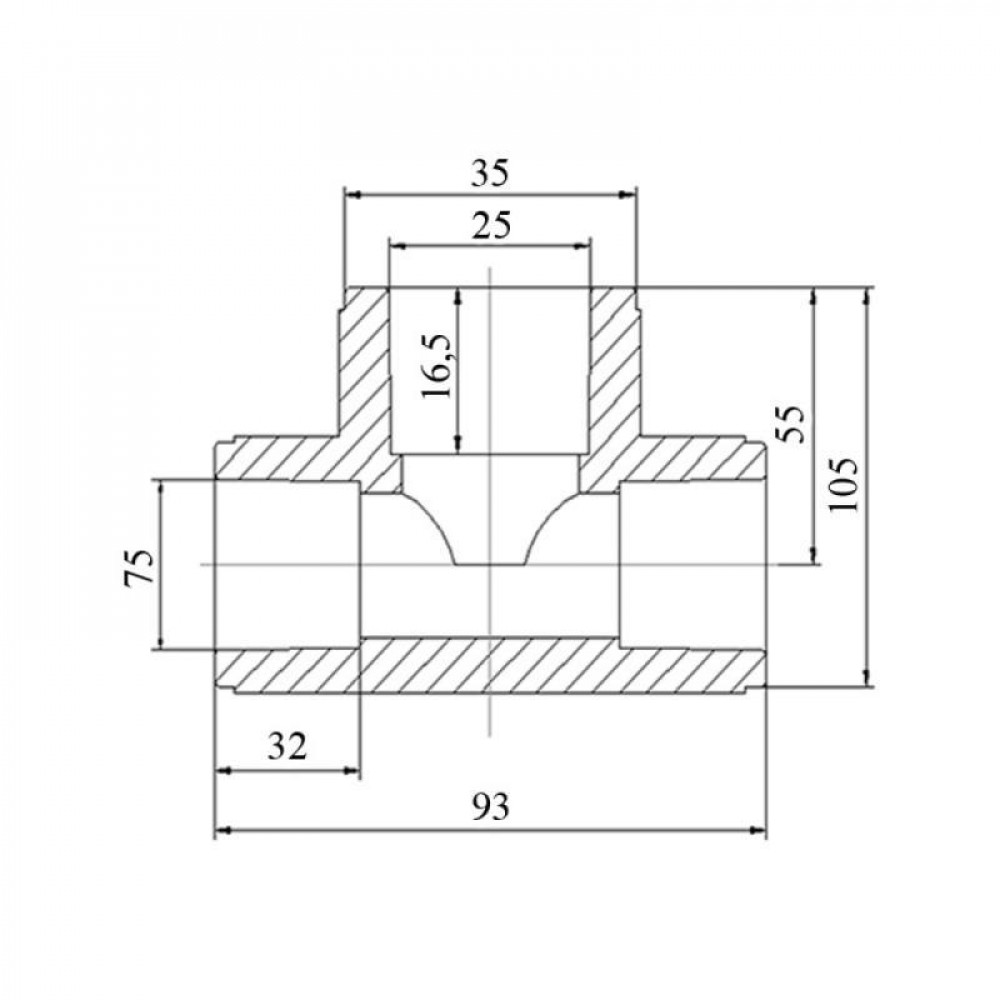 Трійник PPR Blue Ocean 75х25х75 редукційний SD00009224