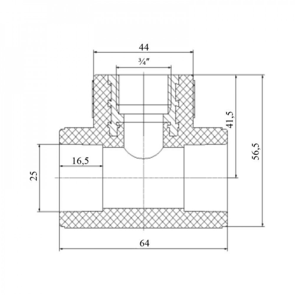 Тройник PPR Blue Ocean 25х3/4"х25 ВР SD00009246