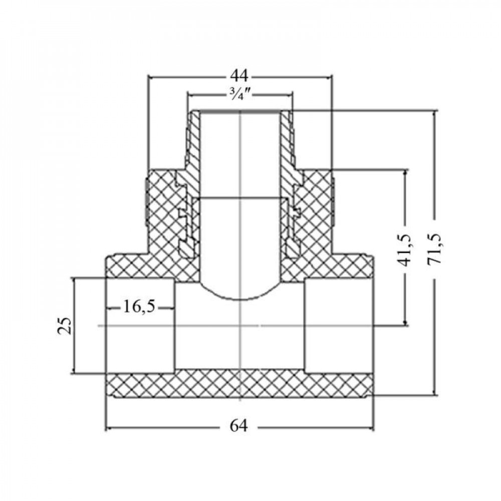 Трійник PPR Blue Ocean 25х3/4"х25 ЗР SD00009247