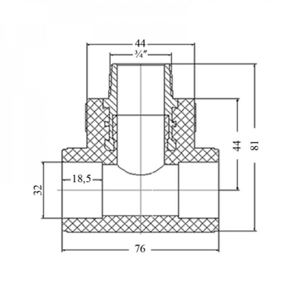 Трійник PPR Blue Ocean 32х3/4"х32 ЗР SD00009251