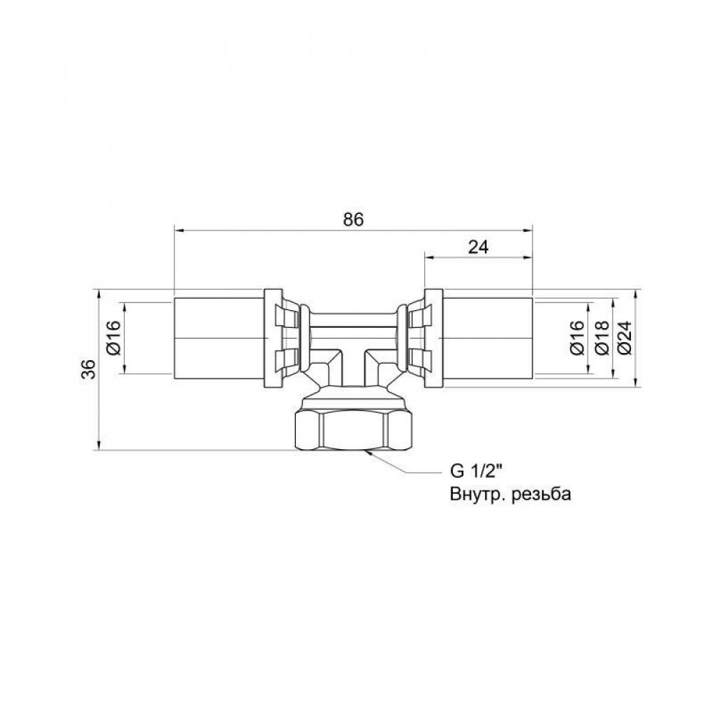 Трійник прес Icma 16х1/2"х16 ВР №408 SD00009342