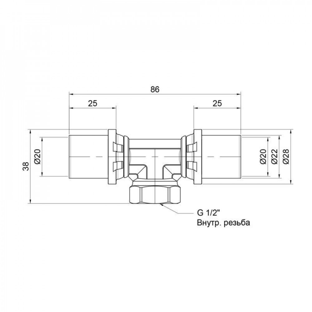 Трійник прес Icma 20х1/2"х20 ВР №408 SD00009348