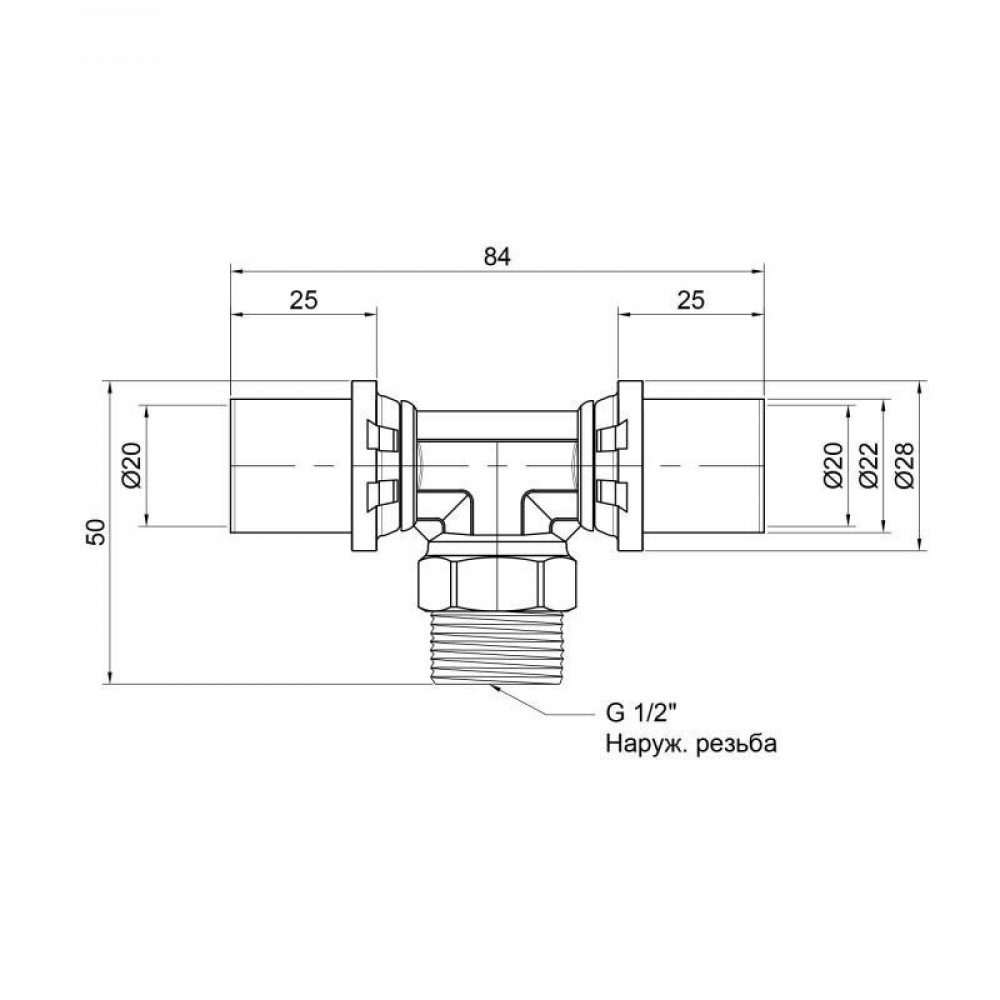 Трійник прес Icma 20х1/2"х20 ЗР №407 SD00009349