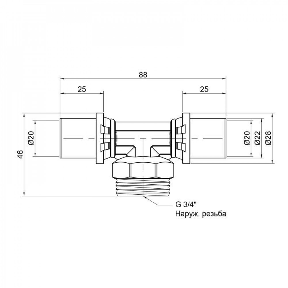 Трійник прес Icma 20х3/4"х20 ЗР №407 SD00009351