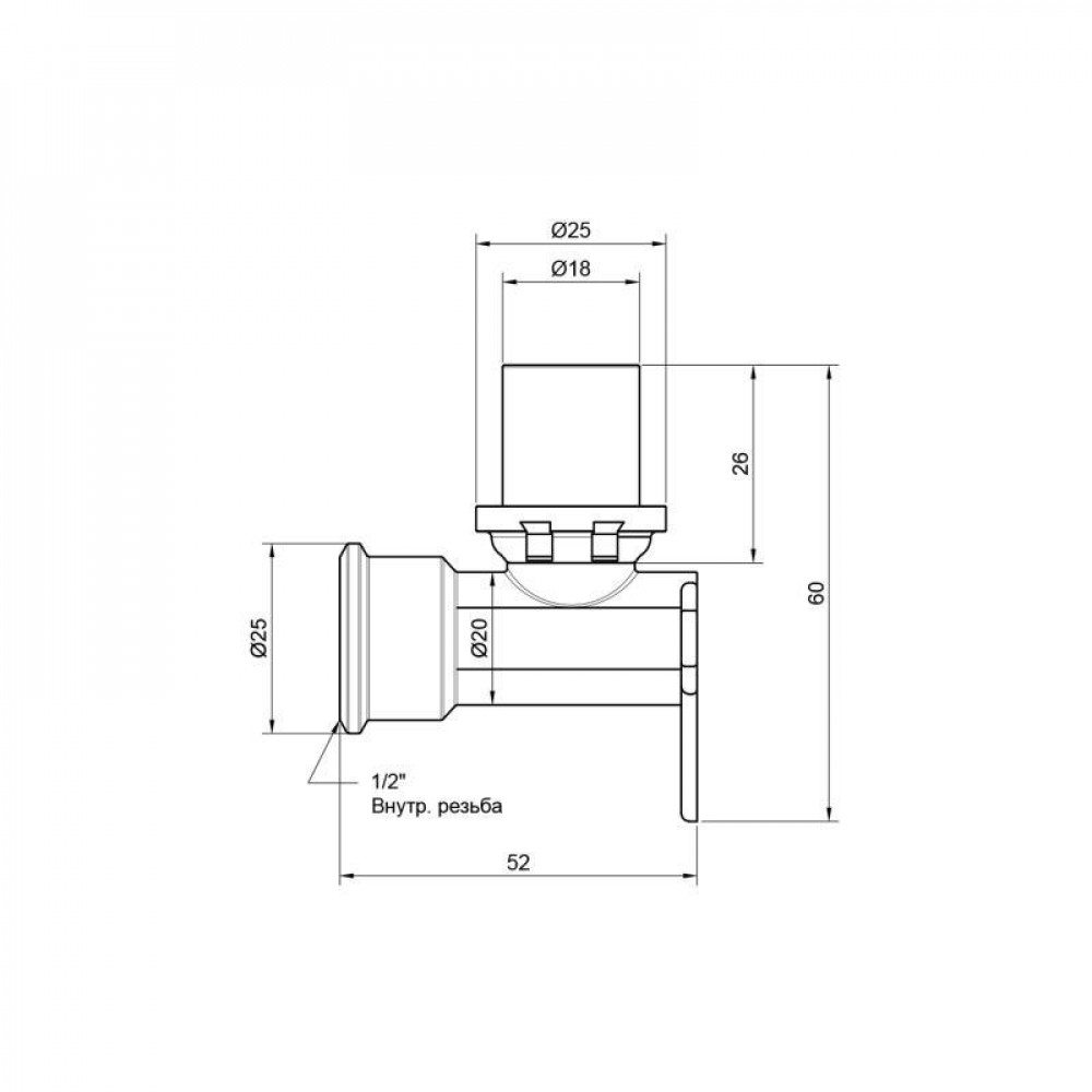 Кутик прес Icma 20х1/2" ВР настінний №410 SD00009781