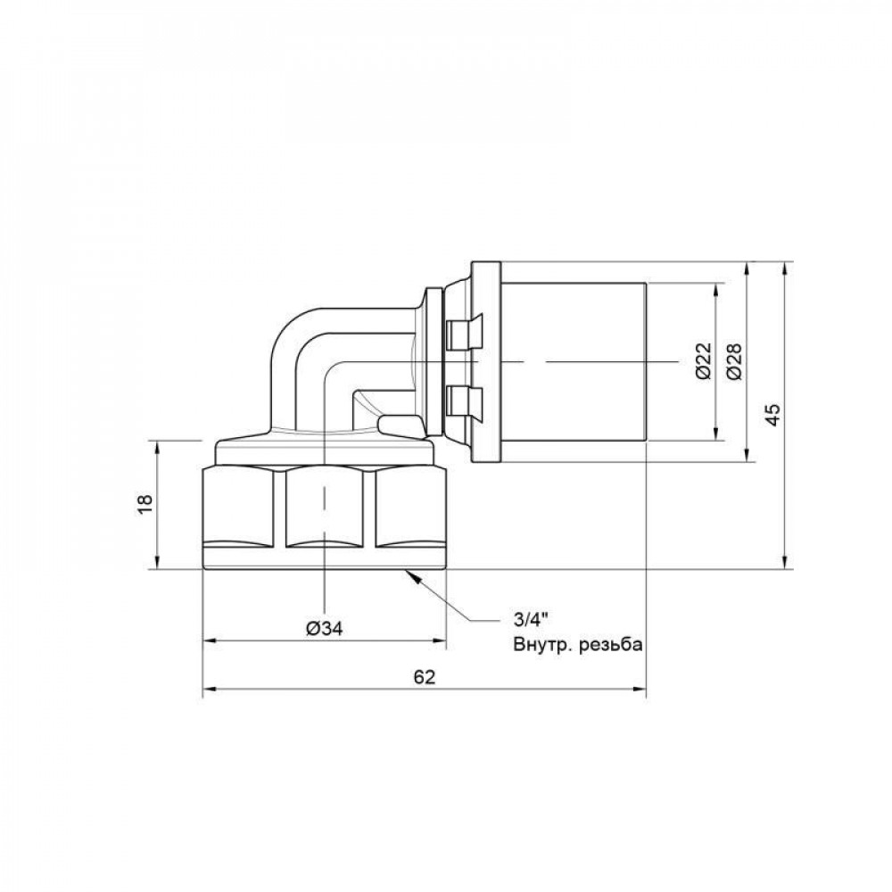 Кутик прес Icma 20х3/4" ВР №405 SD00009793